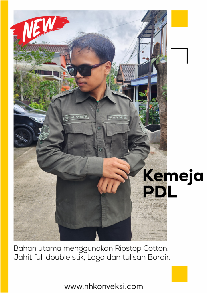 kemeja pdl bahan ripstop cotton, bordir timbul