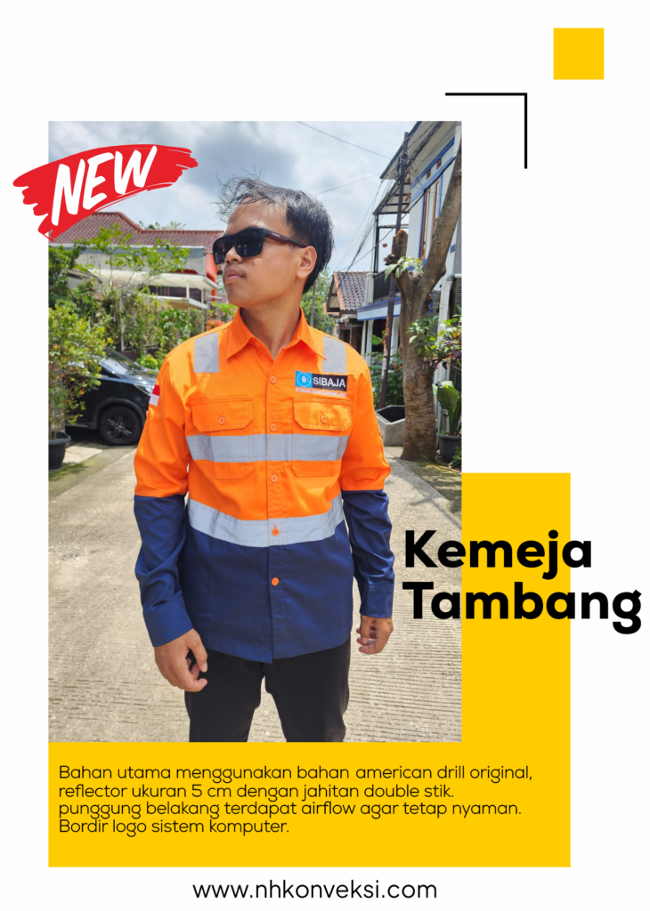 kemeja tambang oren variasi navy